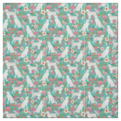 vintage floralen turquoise stof (Swatch)