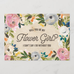 Vintage Florals Bloemenmeisje Kaart