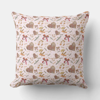 Vintage Florals & Paper Hearts Throw Pillow Kussen