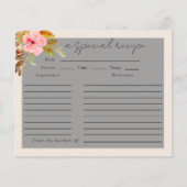 Vintage Florals Vrijgezellenfeest Recipe Kaart (Voorkant)