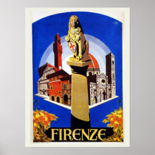 Vintage Florence 1920s Italiaanse reis Poster