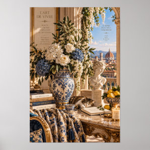 Vintage Florence bloemstuk wanddecor Poster