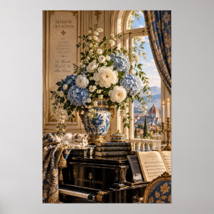 Vintage Florence Piano Bloemstukken Muur Kunst Poster