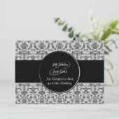 Vintage Florentine Damask (Black) (bruiloft) Kaart (Staand voorkant)