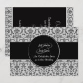 Vintage Florentine Damask (Black) (bruiloft) Kaart (Voorkant / Achterkant)