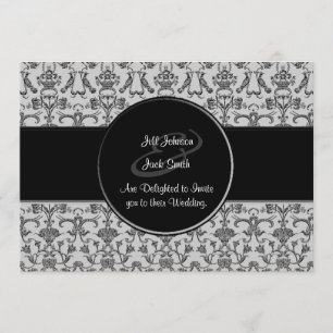 Vintage Florentine Damask (Black) (bruiloft) Kaart