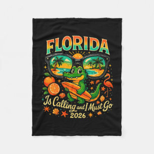 Vintage Florida alligator surfen retro strand 2026 Fleece Deken