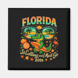 Vintage Florida-alligator surfen retro strand 2026 Magneet