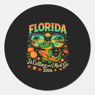 Vintage florida alligator surfen retro strand 2026 ronde sticker