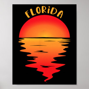 Vintage Florida Beach Zonsondergang T-shirt - Retr Poster
