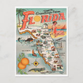 Vintage Florida kaart Groetings uit Florida (Voorkant)