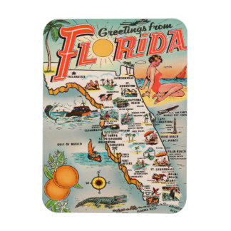Vintage Florida kaart Groetings uit Florida Magneet
