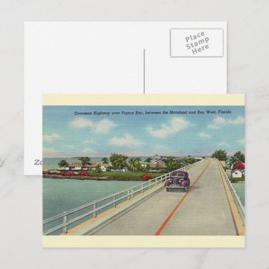 Vintage Florida Keys Highway Briefkaart (Voorkant / Achterkant)