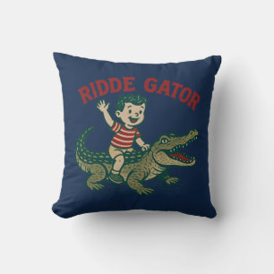 Vintage Florida Kitsch Ridde Gator Blauwe Alligato Kussen