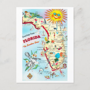 Vintage Florida Map Briefkaart