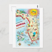 Vintage Florida Map Briefkaart (Voorkant / Achterkant)