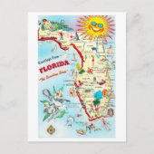 Vintage Florida Map Briefkaart (Voorkant)
