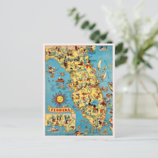 Vintage Florida Map Briefkaart (Staand voorkant)
