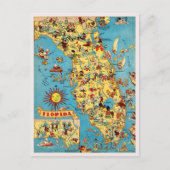 Vintage Florida Map Briefkaart (Voorkant)