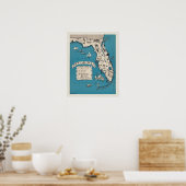 Vintage Florida Map Poster (Keuken)
