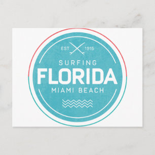 Vintage Florida Miami Beach Surfing Souvenir Retro Briefkaart