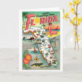 Vintage Florida Paradijs Kaart (Gele Bloem)