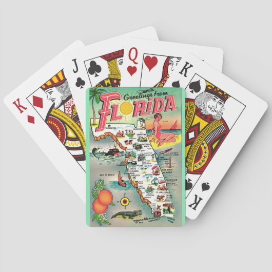 Vintage Florida Paradijs Speelkaarten (Achterkant)