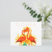 Vintage Florida reizen briefkaart flamingos midden (Staand voorkant)