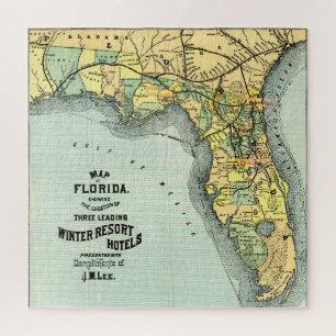 Vintage Florida Resort Map Legpuzzel
