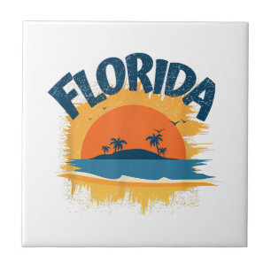 Vintage Florida Retro T-shirt Design Sunshine Mann Tegeltje
