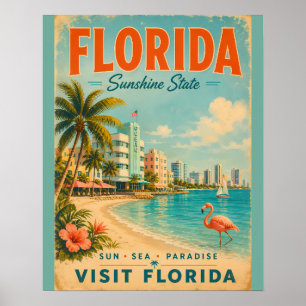 Vintage Florida Sunshine State Reisposter met Poster