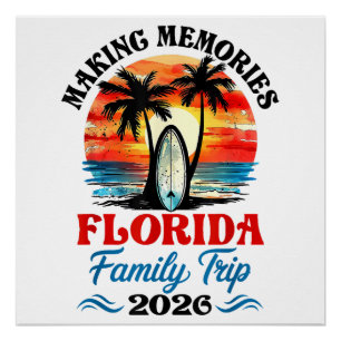 Vintage Florida Vakantie Gezinsreis 2026 Perfect Poster