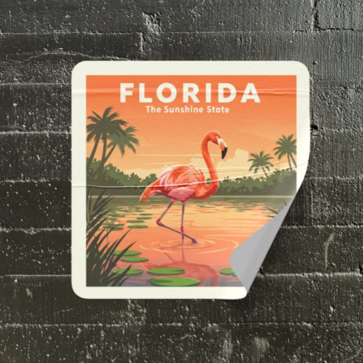 Vintage Florida Vierkante Sticker