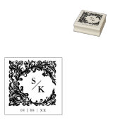 Vintage Flourish Ornate Frame Wedding Initials Rubberstempel (Gestempeld)