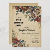 Vintage Flower Birthday Kaart (Voorkant / Achterkant)