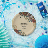 Vintage Flower Birthday Papieren Bordje (Feest)