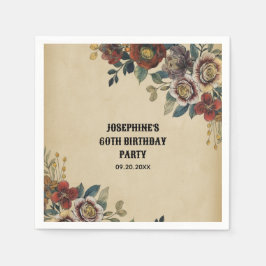 Vintage Flower Birthday Servet