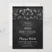Vintage Flower Black Surprise Birthday Party Kaart (Voorkant)