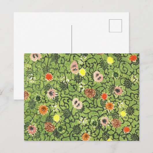 Vintage Flower Fabric Bingata Blossom Briefkaart (Voorkant / Achterkant)
