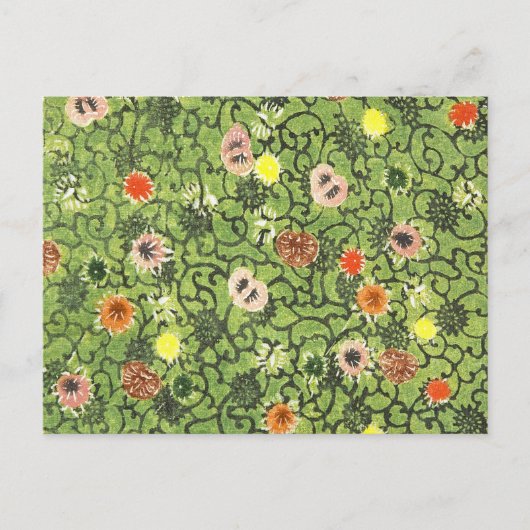 Vintage Flower Fabric Bingata Blossom Briefkaart (Voorkant)