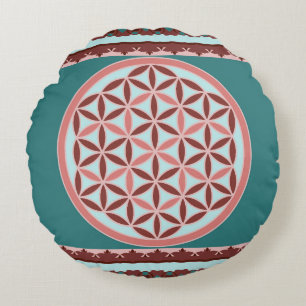 "Vintage Flower of Life" Rond Kussen
