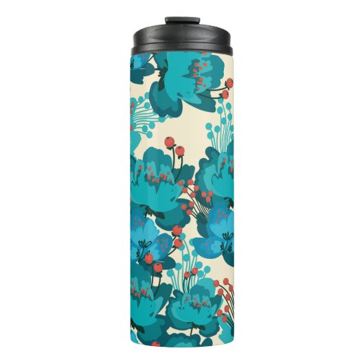 Vintage flower pattern thermosbeker (Voorkant)