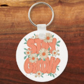 Vintage Flower Power and Daisy Graphic Sleutelhanger (Voorkant)