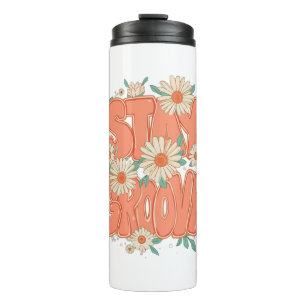 Vintage Flower Power en Madeliefjes Grafisch Thermosbeker