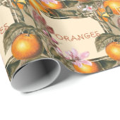 Vintage Flowers and Oranges Cadeaupapier (Rol Hoek)