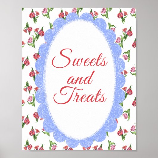 Vintage Flowers Baby shower Sweets & Treats Poster (Voorkant)