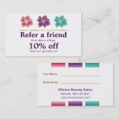 Vintage Flowers Beauty Salon verwijzingskaart Aanbevelingskaartje (Voorkant / Achterkant)