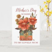 Vintage Flowers Coffee Moederdag Kaart (Gele Bloem)