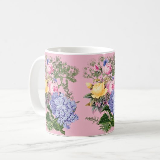 Vintage Flowers Coffee Mok (Voorkant links)