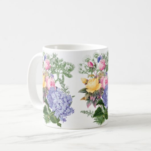 Vintage Flowers Coffee Mok (Voorkant links)